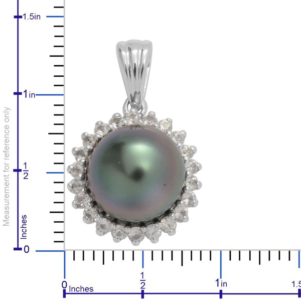 ILIANA 18K White Gold Tahitian Pearl (Rnd 6.25 Ct), Diamond SI G-H Pendant 6.512 Ct.