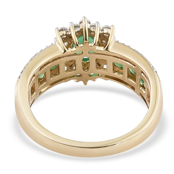 Limited Edition- 9K Yellow Gold AAA Premium Santa Terezinha Emerald (Ovl), Natural Cambodian Zircon Ring 2.350 Ct.Gold Wt 5.50 Gm