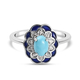 Arizona Sleeping Beauty Turquoise and Natural Cambodian Zircon Enamelled Floral Ring in Platinum Ove