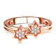 Diamond Twin Star Ring in Rose Gold Overlay Sterling Silver