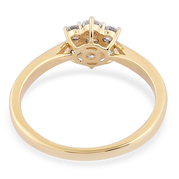 ILIANA 18K Yellow Gold 0.50 Carat IGI Certified Diamond SI G-H 7 Stone Floral Ring