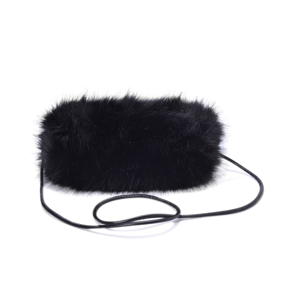 Faux Fur Black Colour Handbag (Size 27x20 Cm)