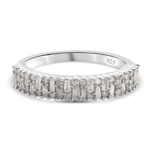 Diamond Half Eternity Ring in Platinum Overlay Sterling Silver 0.48 Ct.