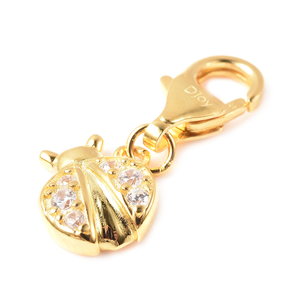 Charmes De Memoire Simulated Diamond Beetle Charm in Yellow Gold Overlay Sterling Silver