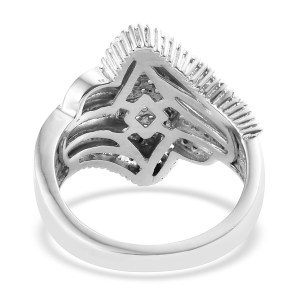 Diamond (Rnd and Bgt) Ring in Platinum Overlay Sterling Silver   1.000 Ct, Silver wt 5.00 Gms, Number of Diamonds 145.