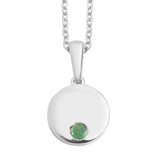 Emerald Pendant with Chain (Size 18) in Platinum Overlay Sterling Silver
