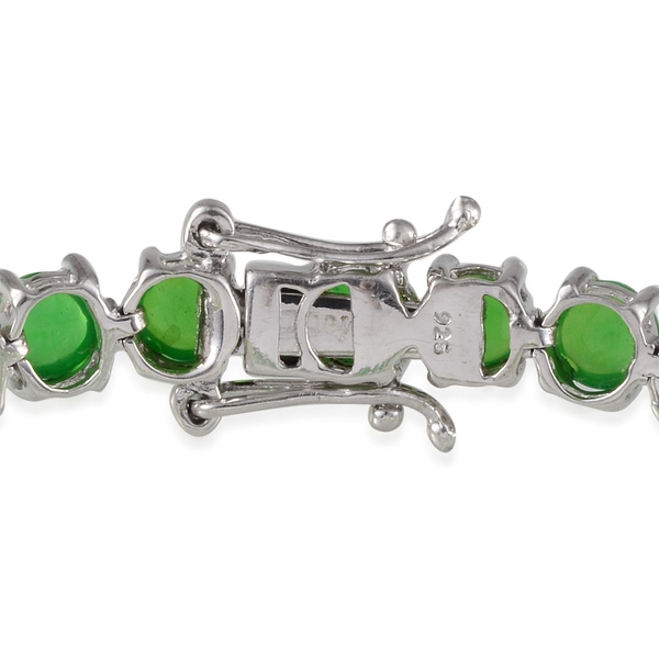 Green Ethiopian Opal (Rnd) Bracelet (Size 7.5) in Platinum Overlay Sterling Silver 12.500 Ct.