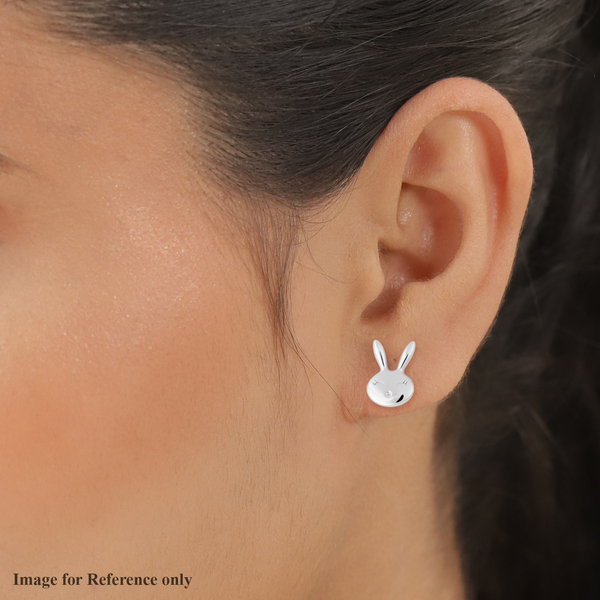 Bunny Earrings in Rhodium Overlay Sterling Silver