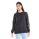 TAMSY 100% Cotton Sequin Sleeve Fleece Sweatshirt (Size L) - Black