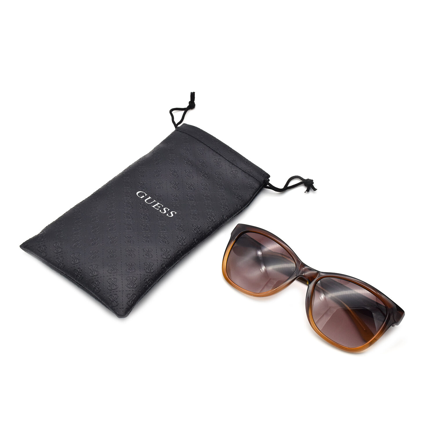 GUESS Brown Square Sunglasses with Brown Gradient Lenses