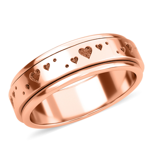 Rose Gold Overlay Sterling Silver Heart Spinner Ring