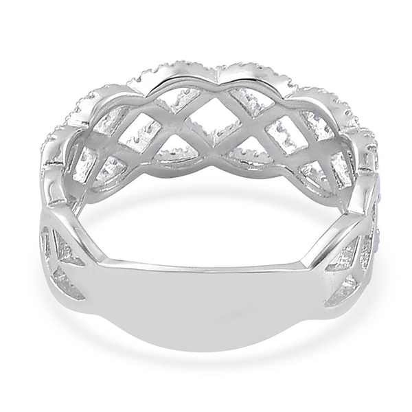 ELANZA AAA Simulated White Diamond Band Ring in Rhodium Plated Sterling Silver