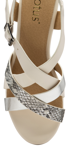 Lotus Belinda Open Toe Wedge Sandals - White