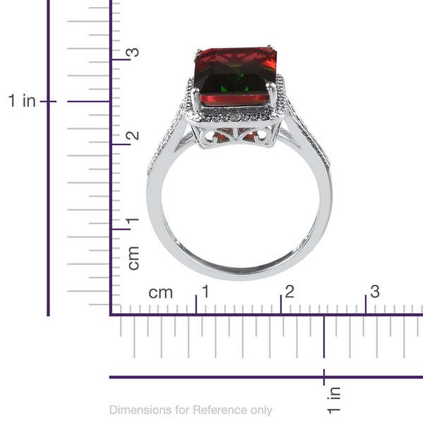 Tourmaline Colour Quartz (Oct 7.75 Ct), Diamond Ring in Platinum Overlay Sterling Silver 7.760 Ct.