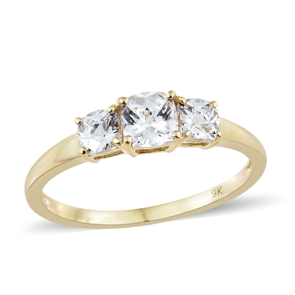 Lustro Stella Made with Finest CZ Trilogy Ring in 9K Gold