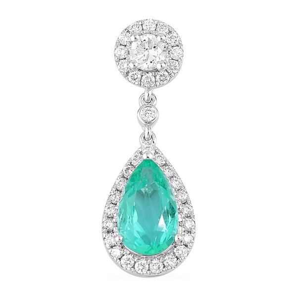 One of a Kind- ILIANA 18K White Gold AAA Boyaca Colombian Emerald (Pear) Diamond (Si/G-H) Teardrop P