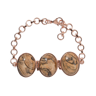 Picture Jasper Adjustable Bracelet (Size 7.5) in Rose Gold Tone 42.00 Ct.