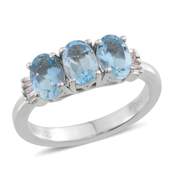 RHAPSODY 950 Platinum Santa Maria Aquamarine (Ovl 1.18 Ct), Diamond Ring 1.250 Ct.