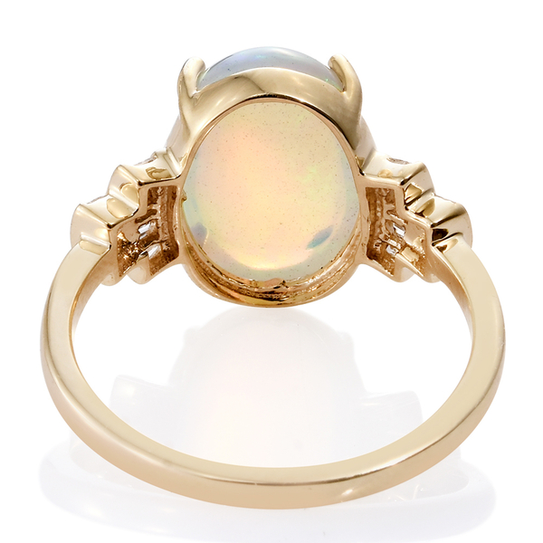 9K Yellow Gold AAA Ethiopian Welo Opal (Ovl 4.35 Ct), Diamond Ring 4.500 Ct.