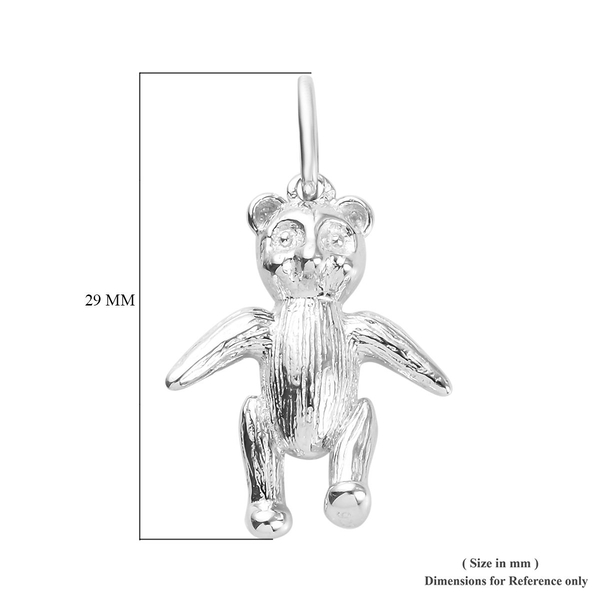 Teddy Bear Silver Charm Pendant in Platinum Overlay, Silver wt 4.84 Gms.