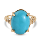 9K Yellow Gold AA Arizona Sleeping Beauty Turquoise and Diamond Ring (Size P) 6.81 Ct.