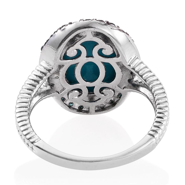 Arizona Sleeping Beauty Turquoise (Ovl 4.75 Ct), Blue Diamond Ring in Platinum Overlay Sterling Silver 5.250 Ct.