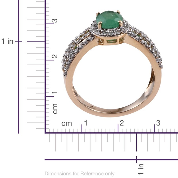9K Y Gold Kagem Zambian Emerald (Ovl 1.15 Ct), Diamond Ring 2.000 Ct.