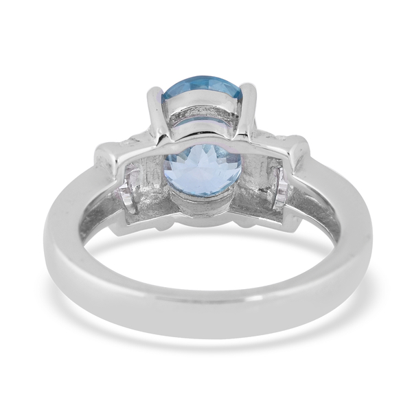 Ratanakiri Blue Zircon and Diamond Ring in Sterling Silver 3.15 Ct.