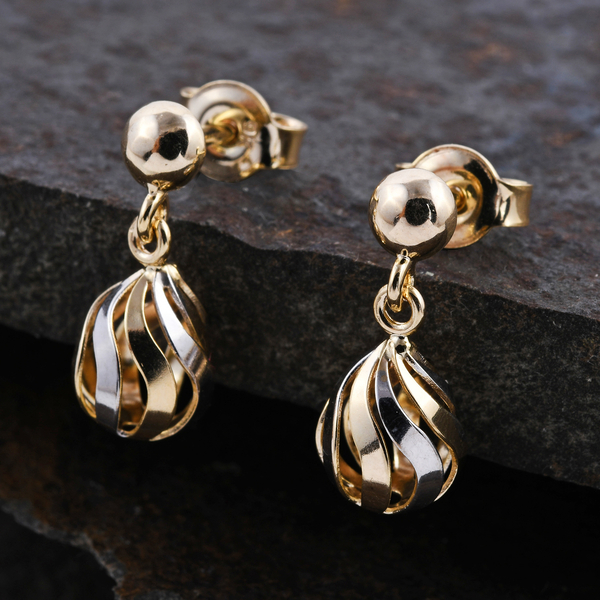 9K Yellow Gold Ball Drop Earrings (with Push Back)