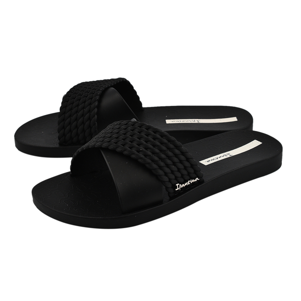 Ipanema Street Slide Rope Flat Sandals - Black