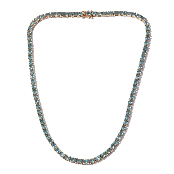Limited Available-Paraiba Apatite (Ovl) Necklace (Size 18) in 14K Gold Overlay Sterling Silver 30.00