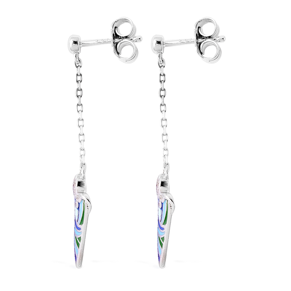 Isabella Liu Embrace Scar Collection - Natural Cambodian Zircon Enamelled Dangle Earrings in Rhodium Overlay Sterling Silver