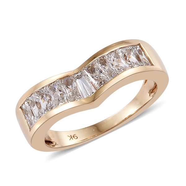 9K Y Gold (Bgt) Wishbone Ring Made with Finest CZ