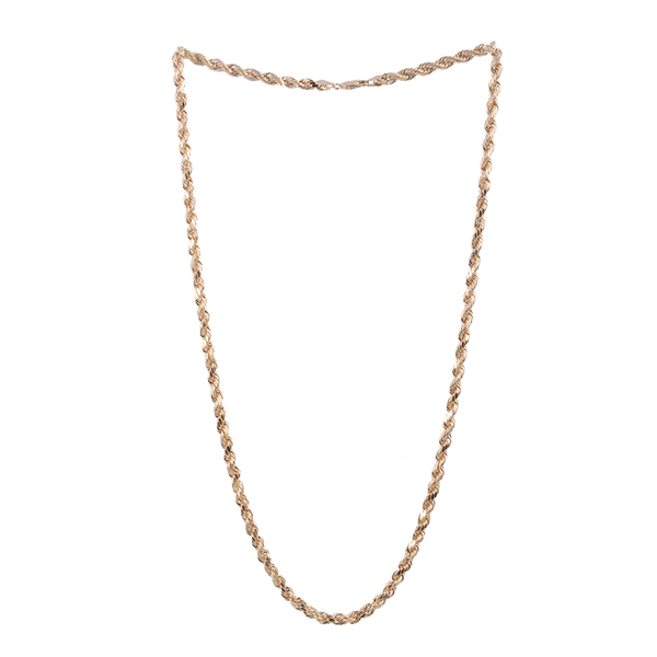 Close Out Deal 9K Y Gold Diamond Cut Rope Necklace (Size 24), Gold wt. 9.20 Gms