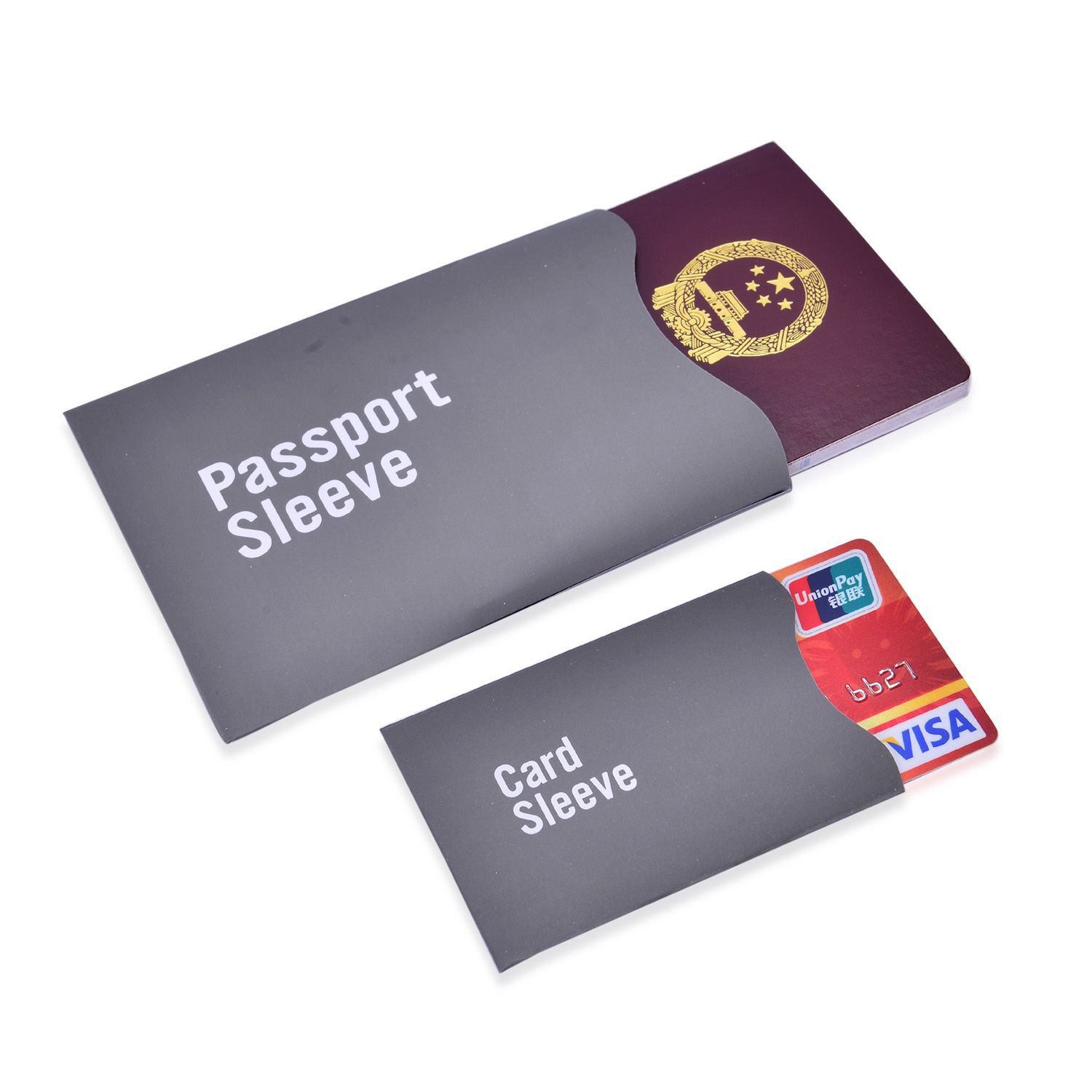Set of 13 - Steel Grey Colour One RFID Card (Size 14.5x11 Cm), Two Passport (Size 13.5x9.8 Cm) and Ten Credit Card (Size 8.8x5.6 Cm) Sleeves