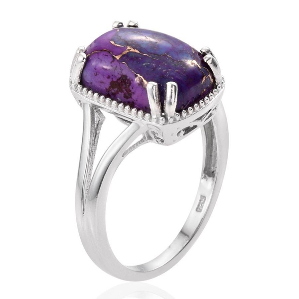 Purple Turquoise (Cush) Solitaire Ring in Platinum Overlay Sterling Silver 6.000 Ct.