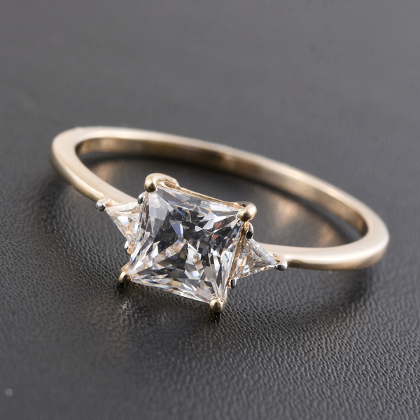 9K Y Gold (Princess Cut) Ring Made with Finest CZ