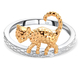 Platinum and Gold Overlay Sterling Silver Cat Band Ring