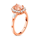 Morganite and Natural Cambodian Zircon Ring in Rose Gold Overlay Sterling Silver 1.36 Ct.