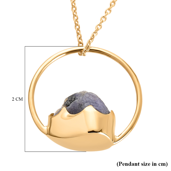 Tanzanite Circle Pendant with Chain (Size 20) in 14K Gold Overlay Sterling Silver 13.28 Ct.