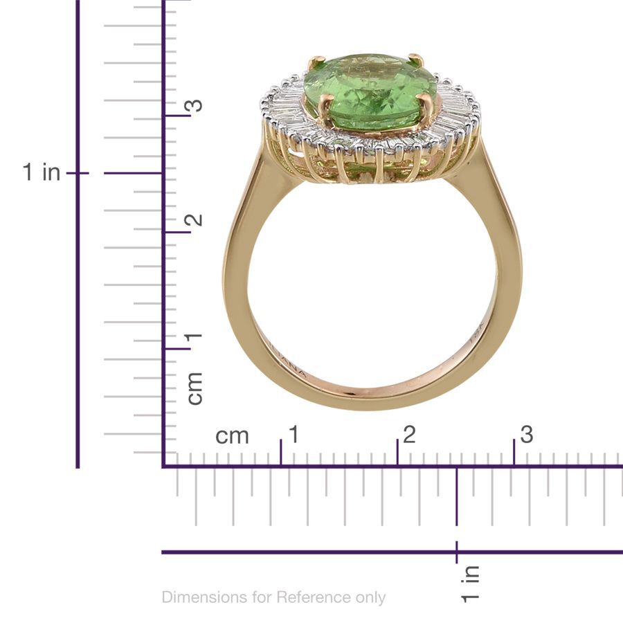 ILIANA 18K Y Gold Mint Green Paraiba Tourmaline (Ovl 4.85 Ct), Diamond Ring 5.400 Ct.