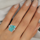 Santa Fe Collection - Turquoise Ring in Rhodium Overlay Sterling Silver 3.50 Ct.