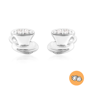 RACHEL GALLEY - Natural Cambodian Zircon Tea-Cup and Saucer Stud Earrings (with Push Back) in Rhodiu