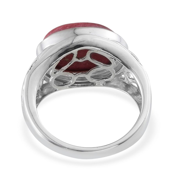 Norwegian Thulite (Ovl) Solitaire Ring in Sterling Silver 7.000 Ct.