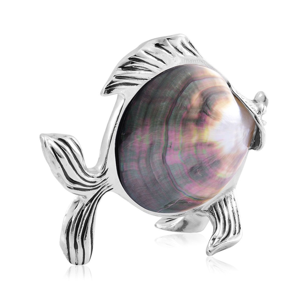 Very Rare Abalone Shell Fish in Silver Tone(640Gms Including stone & Metal).