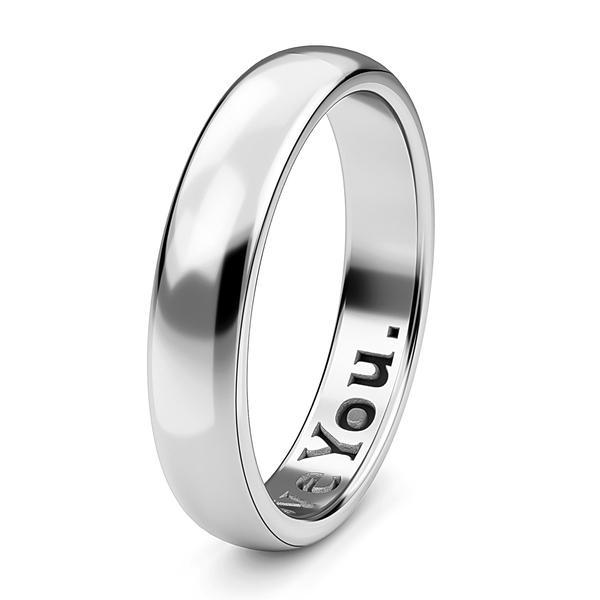 Platinum Overlay Sterling Silver I Love You Engraved Band Ring
