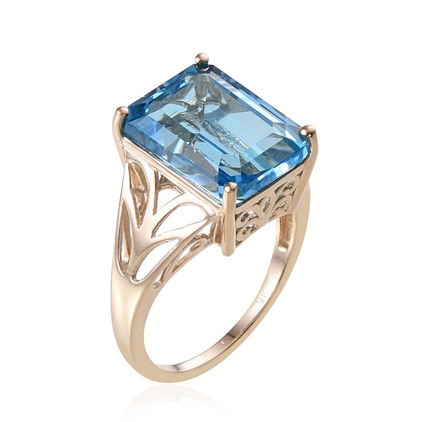 9K Y Gold Electric Swiss Blue Topaz (Oct) Ring 14.750 Ct.