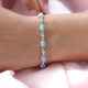 Arizona Sleeping Beauty Turquoise and Natural Cambodian Zircon Bracelet (Size - 8) in Platinum Overlay Sterling Silver 5.44 Ct, Silver Wt. 11.48 Gms