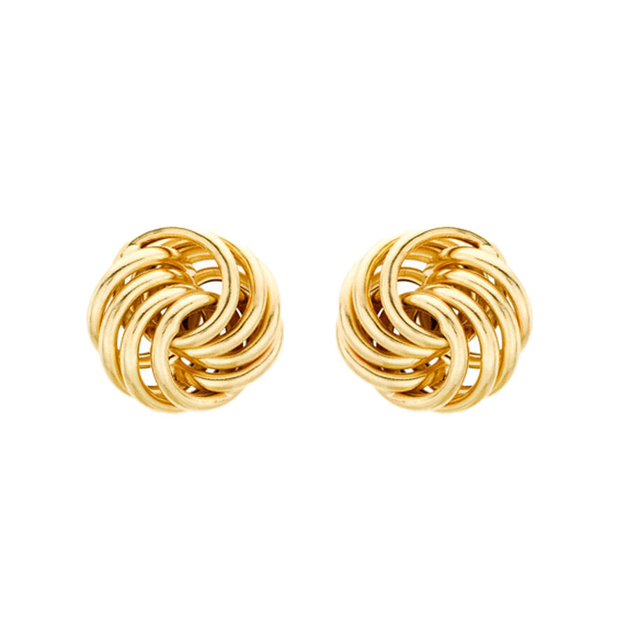 GOLD INTERLOCK KNOT STUD EARRING main image 1