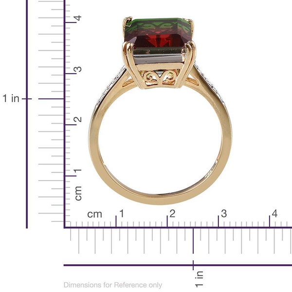 Tourmaline Colour Quartz (Oct 7.25 Ct), Diamond Ring in 14K Gold Overlay Sterling Silver 7.260 Ct.